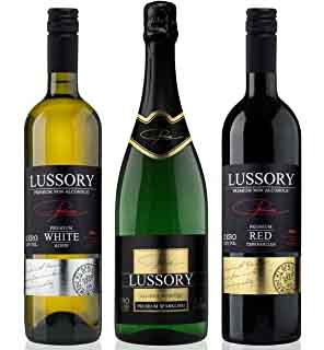 Vino desalcoholizado - LUSSORY - Blanco+Tinto+Espumoso (Lote de 3botellas x0,75) SIN ALCOHOL